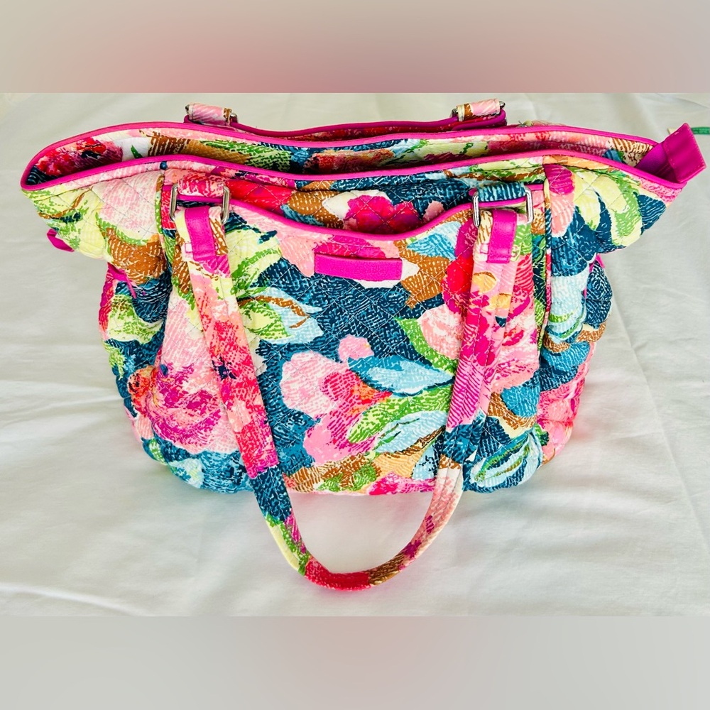 Vera Bradley Iconic Glenna Satchel In Pink Multicolor Superbloom